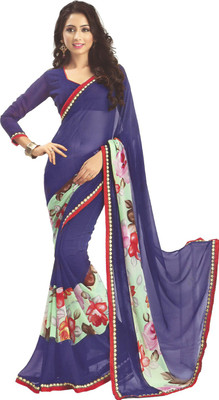 

PSHOPEE Printed Fashion Chiffon Saree(Dark Blue)