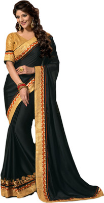

M.S.Retail Solid Fashion Handloom Raw Silk Saree(Black)