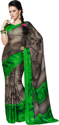 

Manthan Printed Daily Wear Satin Saree(Brown, Green)