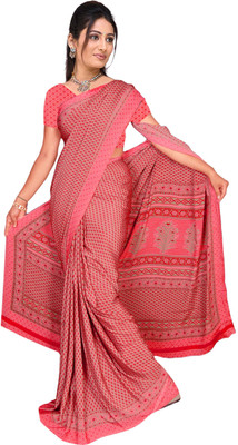 

Jiya Self Design, Printed Fashion Silk, Crepe Saree(Pink, Multicolor), Multicolor;pink
