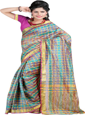 

Ansu Fashion Checkered Mysore Polycotton Saree(Magenta)