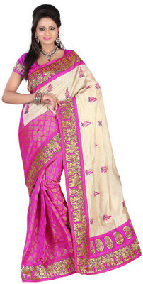 

Poornathava Embroidered Bhagalpuri Art Silk Saree(Pink)