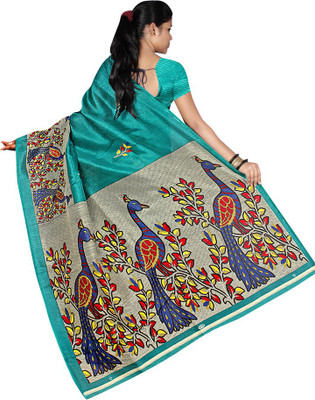 

Party Wear Dresses Printed Fashion Cotton Saree(Green)