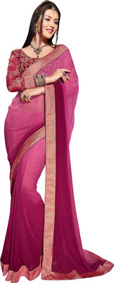

Lovely Look Embroidered Daily Wear Georgette Saree(Pink)