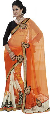 

Desi Butik Self Design Fashion Chiffon Saree(Orange)