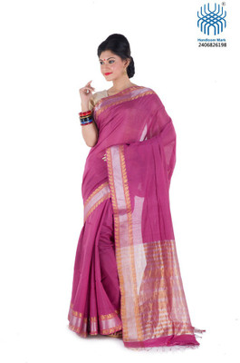 

Tantuja Woven Tangail Handloom Cotton Saree(Pink), Dark pink