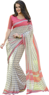 

Khushali Self Design, Printed Fashion Polycotton Saree(White, Pink), Pink;white