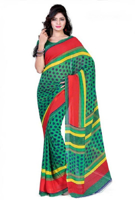 

VK FASHION Printed That Georgette Saree(Multicolor), Green