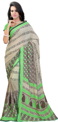 

Khoobee Self Design, Printed Fashion Chiffon Saree(Grey, Multicolor)