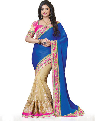 

Saara Self Design, Solid Fashion Chiffon Saree(Blue)