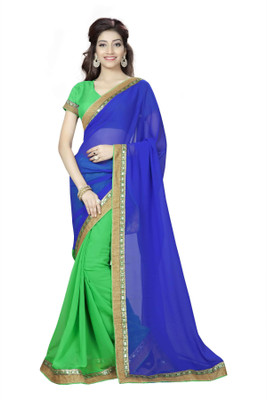 

Om sai creation Solid Bollywood Georgette Saree(Multicolor)