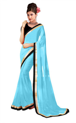 

Indian Wear Online Solid Fashion Chiffon Saree(Light Blue)