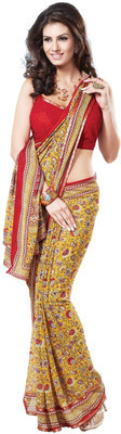 

Cenizas Floral Print Fashion Chiffon Saree(Yellow)