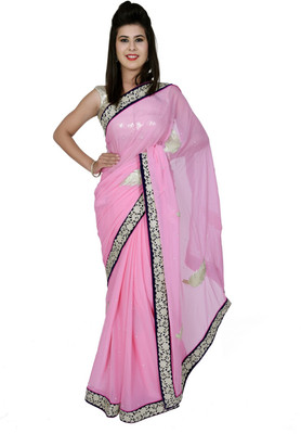 

Ellegent Solid Fashion Chiffon Saree(Pink)