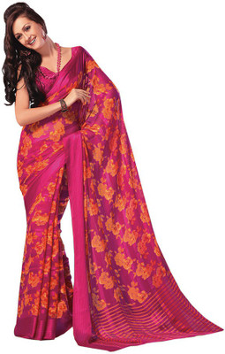 

Party Wear Dresses Printed Fashion Pure Chiffon Saree(Pink)