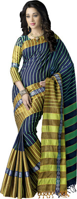 

Ishin Self Design Fashion Cotton Saree(Blue), Blue;yellow