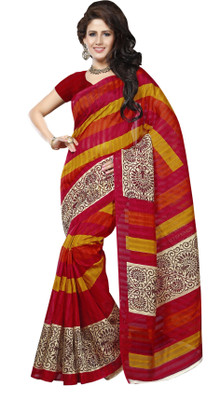 

Khushali Self Design, Printed Fashion Art Silk Saree(Red, Yellow)