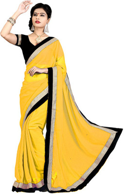 

Indian Wear Online Plain Fashion Chiffon Saree(Yellow)