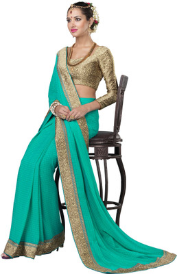 

Khoobee Self Design Fashion Georgette Saree(Light Green, Beige), Beige;light green