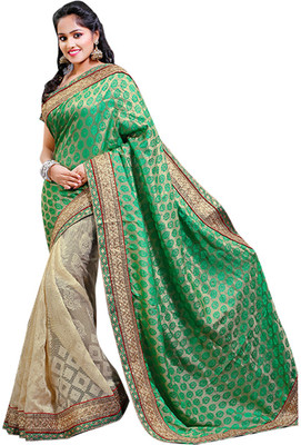 

Dancing Girl Embroidered Bollywood Satin Saree(Green)