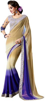 

Shree Vardhman Embroidered Bollywood Georgette Saree(Multicolor), Purple and black