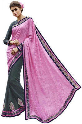 

Desi Butik Self Design Fashion Jacquard, Georgette Saree(Pink, Grey), Grey;pink