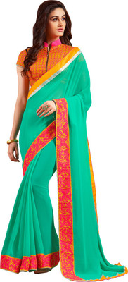 

Lovelylook Embroidered Fashion Georgette Saree(Green)