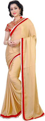

Khushali Self Design Fashion Jacquard, Georgette Saree(Beige, Red)