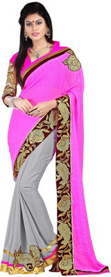 

Stylezone Embroidered Bollywood Georgette Saree(Pink)