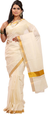 

Fashionkiosks Self Design Balarampuram Handloom Cotton Saree(Multicolor), Cream