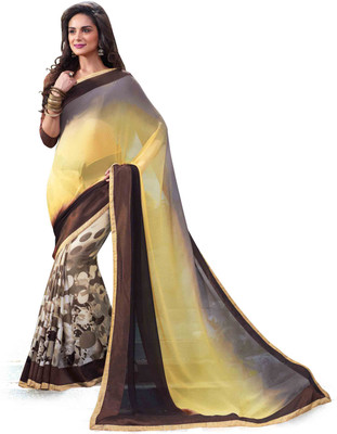 

Indianbeauty Self Design, Printed Fashion Pure Georgette Saree(Yellow, Brown), Brown;yellow