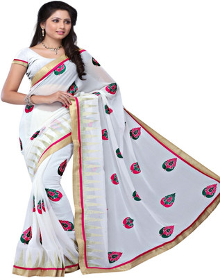 

Meghdoot Self Design Fashion Chiffon Saree(Multicolor), White