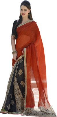 

Vandv Shop Printed Fashion Handloom Cotton Saree(Red), Black;red