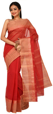 

Sangam Kolkata Embellished Fashion Handloom Cotton Saree(Red)