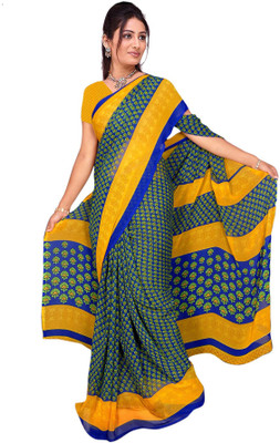 

Khushali Printed Daily Wear Georgette Saree(Multicolor), Green;yellow