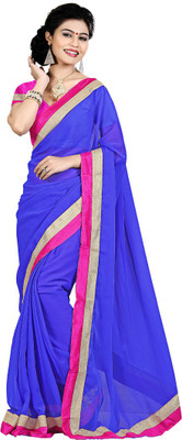 

Indian Wear Online Solid Fashion Chiffon Saree(Blue)