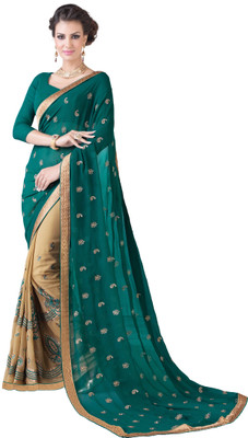

Parisha Embroidered Fashion Georgette Saree(Green, Beige), Beige;green