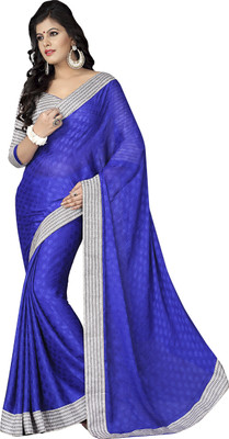

Khushali Self Design Fashion Satin, Jacquard Saree(Blue, Black, White), Black;blue;white