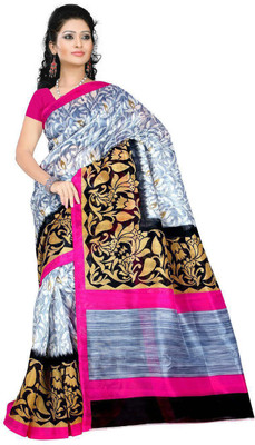

Right Shape Woven Bhagalpuri Jute Saree(Black)