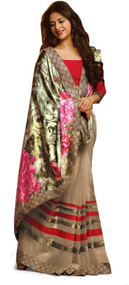 

Indianbeauty Self Design, Printed Bollywood Pure Georgette Saree(Grey)