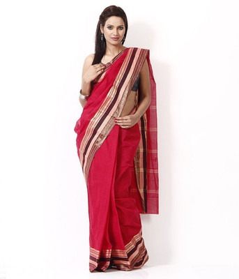 

Purabi Woven Tant Handloom Cotton Saree(Red)