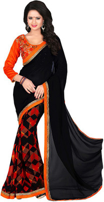 

Parisha Printed Daily Wear Georgette Saree(Black, Multicolor)