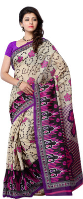 

JTInternational Printed Fashion Art Silk Saree(Blue), Multi color