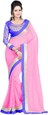

Dancing Girl Embroidered Bollywood Georgette Saree(Pink)