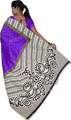 

Indian Wear Online Printed Fashion Cotton Saree(Purple)