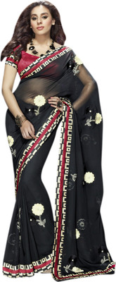 

Vishal Solid Fashion Georgette Saree(Black)