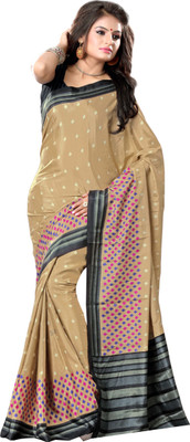 

Kanheyas Printed Fashion Handloom Poly Silk Saree(Beige)