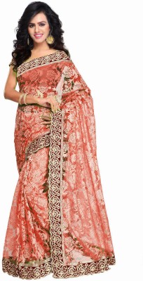 Aruna Sarees Embroidered Bollywood Cotton Blend Saree(Red)