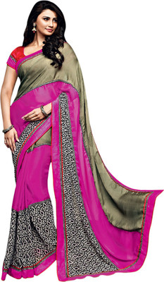 

Vishal Solid Fashion Georgette Saree(Pink)