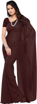 

Surupta Plain Daily Wear Chiffon Saree(Brown), Coffee
